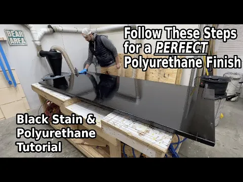 How to get a PERFECT Polyurethane Finish || How to Stain a Table || Black Stain Tutorial